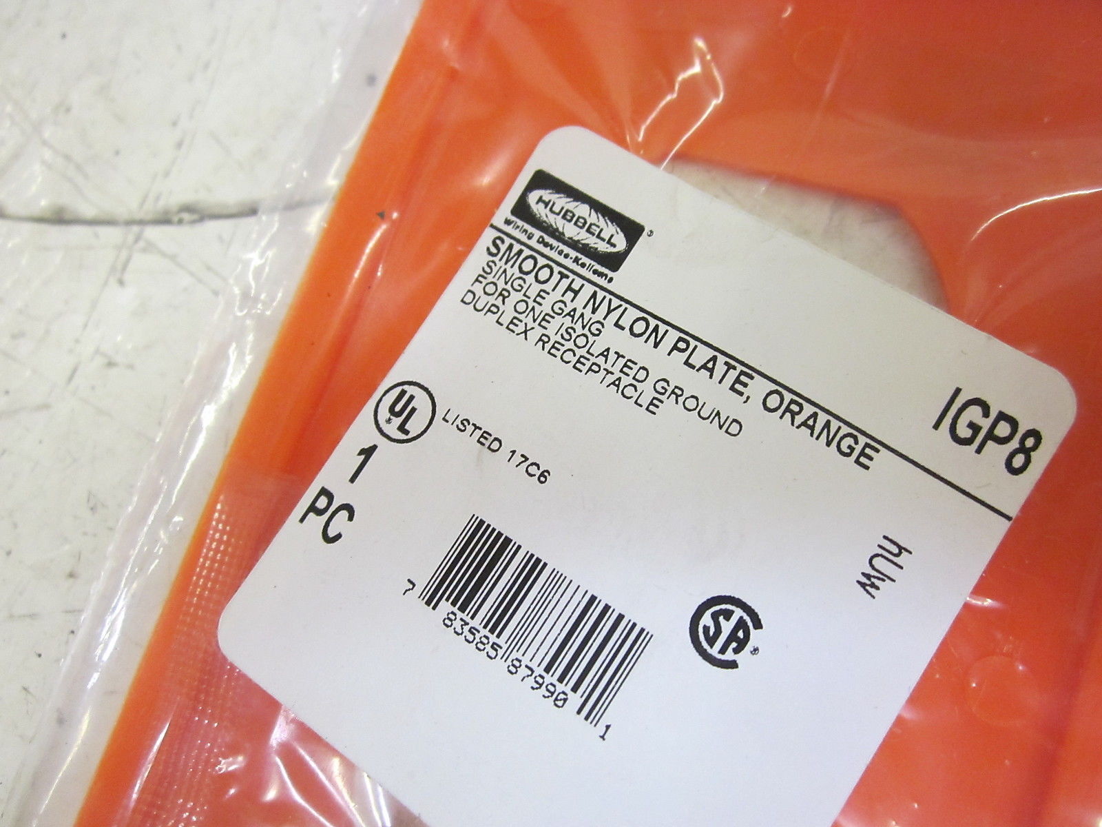 LOT OF 6 HUBBELL IGP8 SMOOTH NYLON PLATE, SINGLE GANG NSNP IN  FACTORY BAG