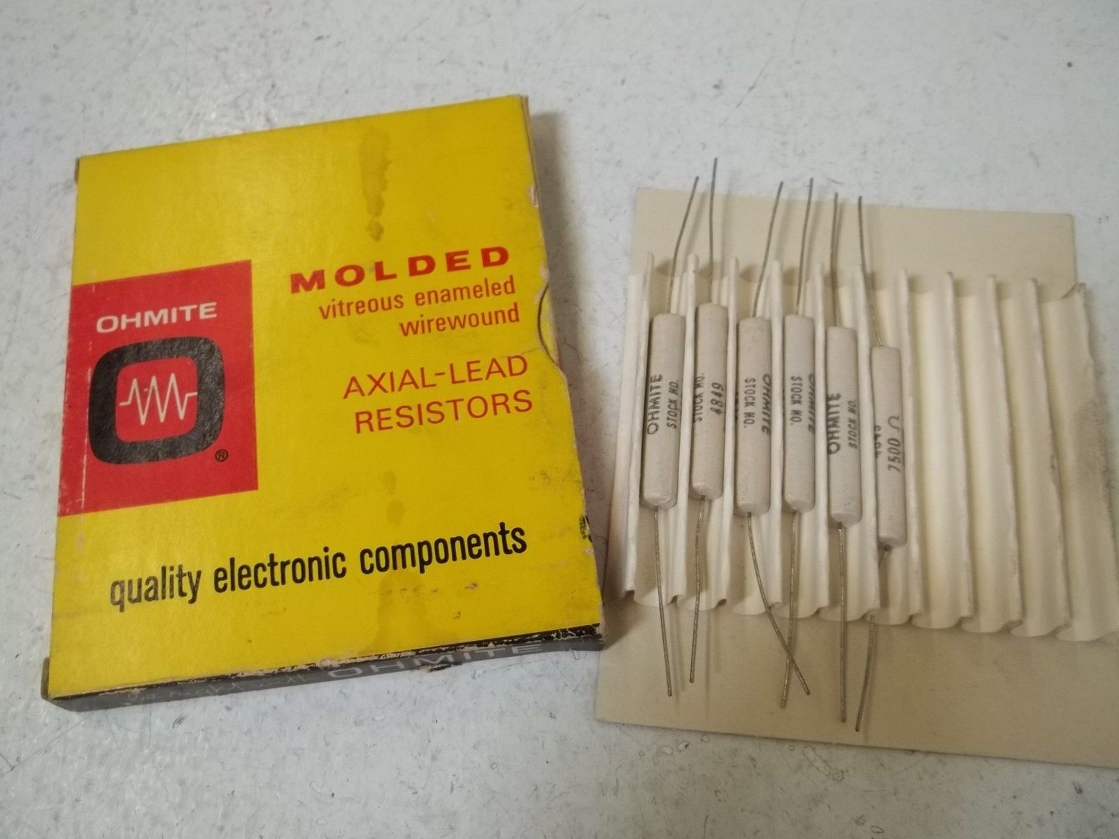 LOT OF 6 OHIMTE 4849 AXIAL LEAD RESISTORS 11WATTS 7500OHMS NSMP