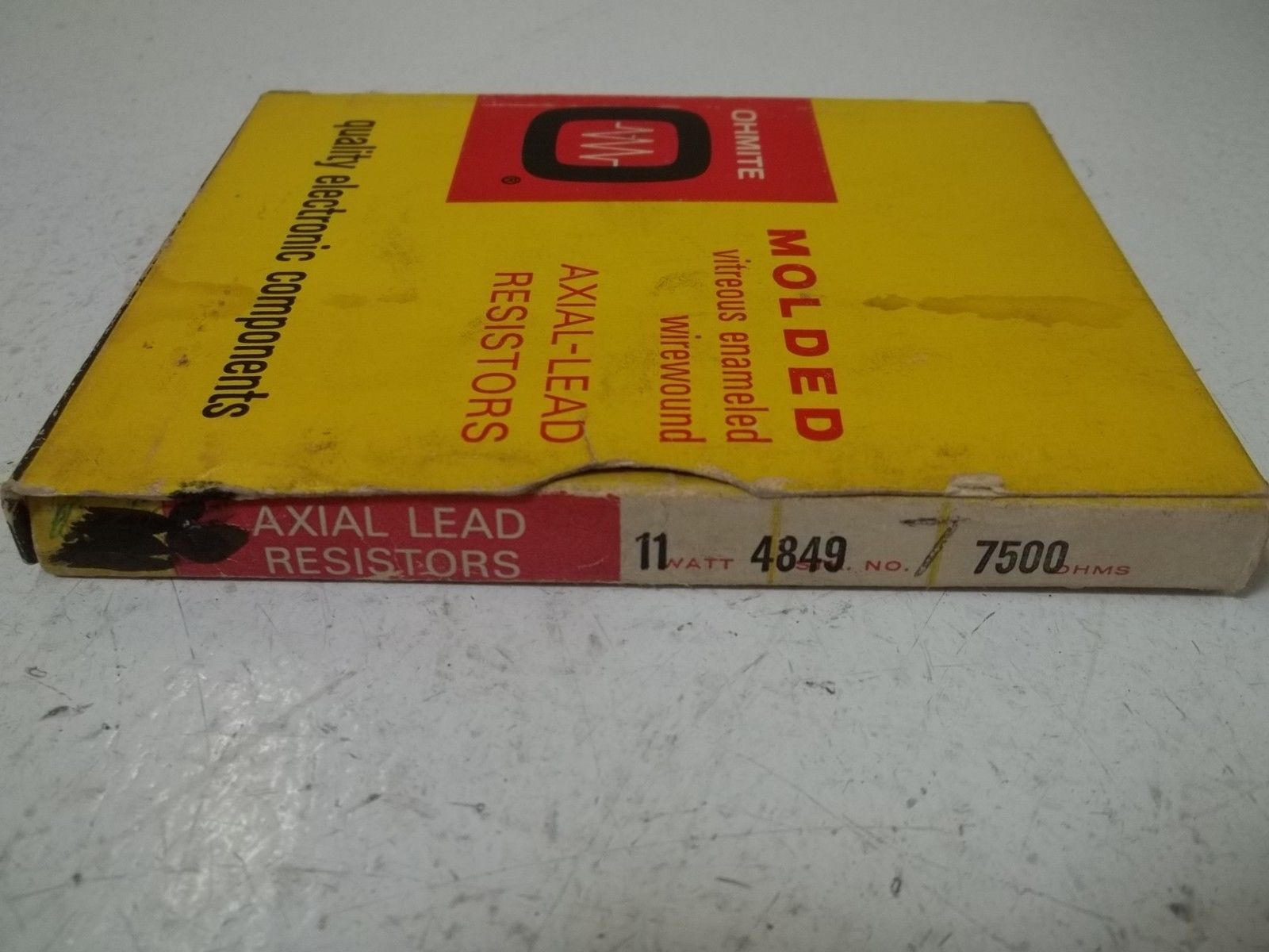 LOT OF 6 OHIMTE 4849 AXIAL LEAD RESISTORS 11WATTS 7500OHMS NSMP