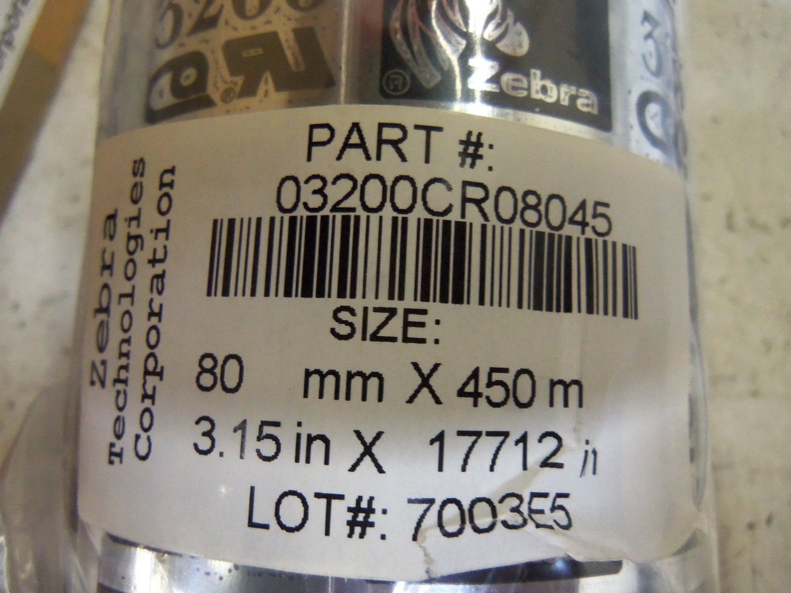LOT OF 6 ZEBRA 03200CR08045 PERFORMANCE WAX-RESIN RIBBON NSMP