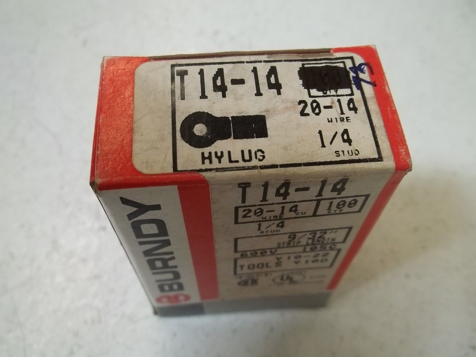 LOT OF 73 BURNDY T14-14 HYLUG 20-14WIRE, 1/4 STUD  NSMP