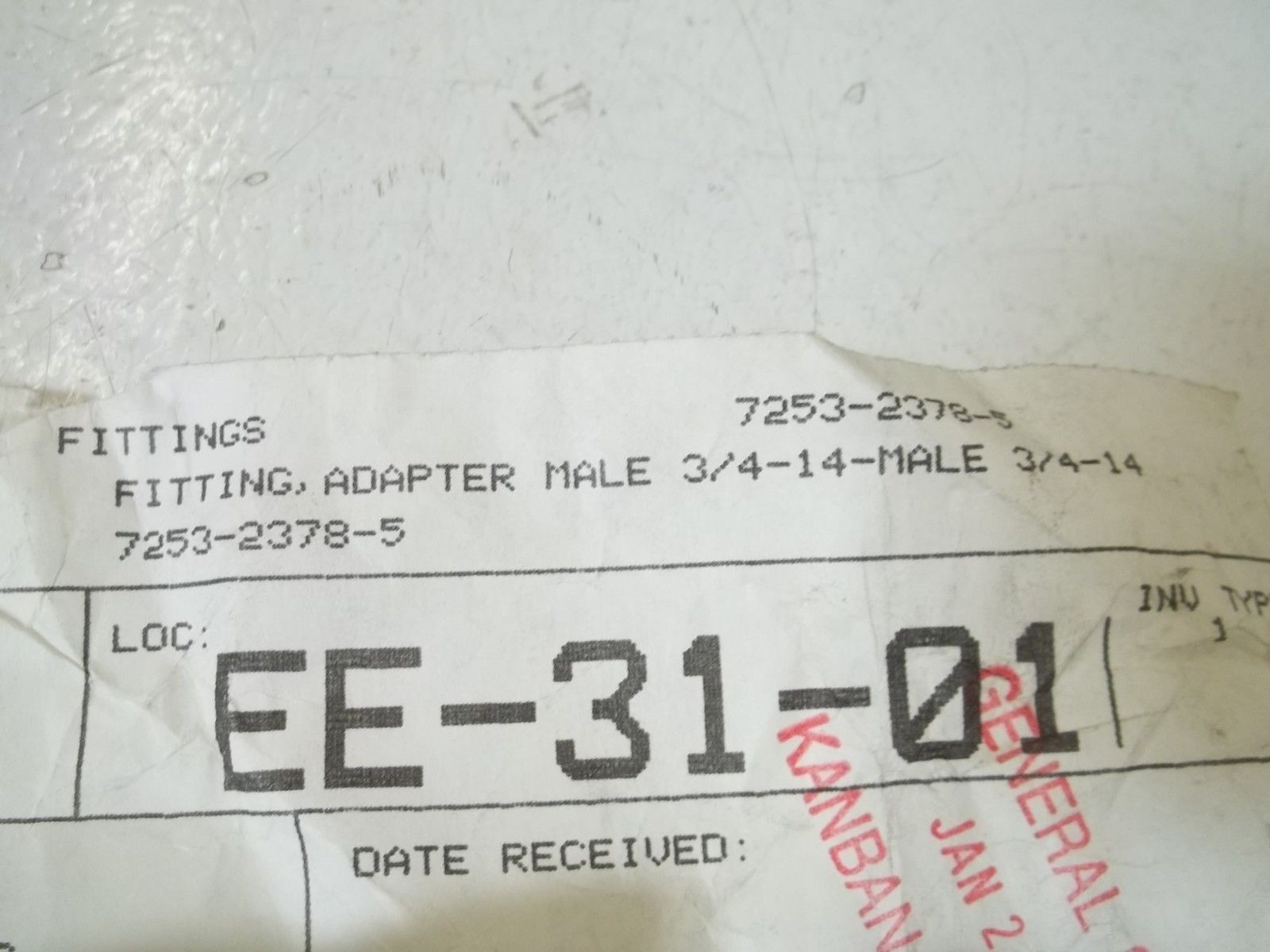 LOT OF 8 7253-2378-5 FITTING, ADAPTER MALE NSNP