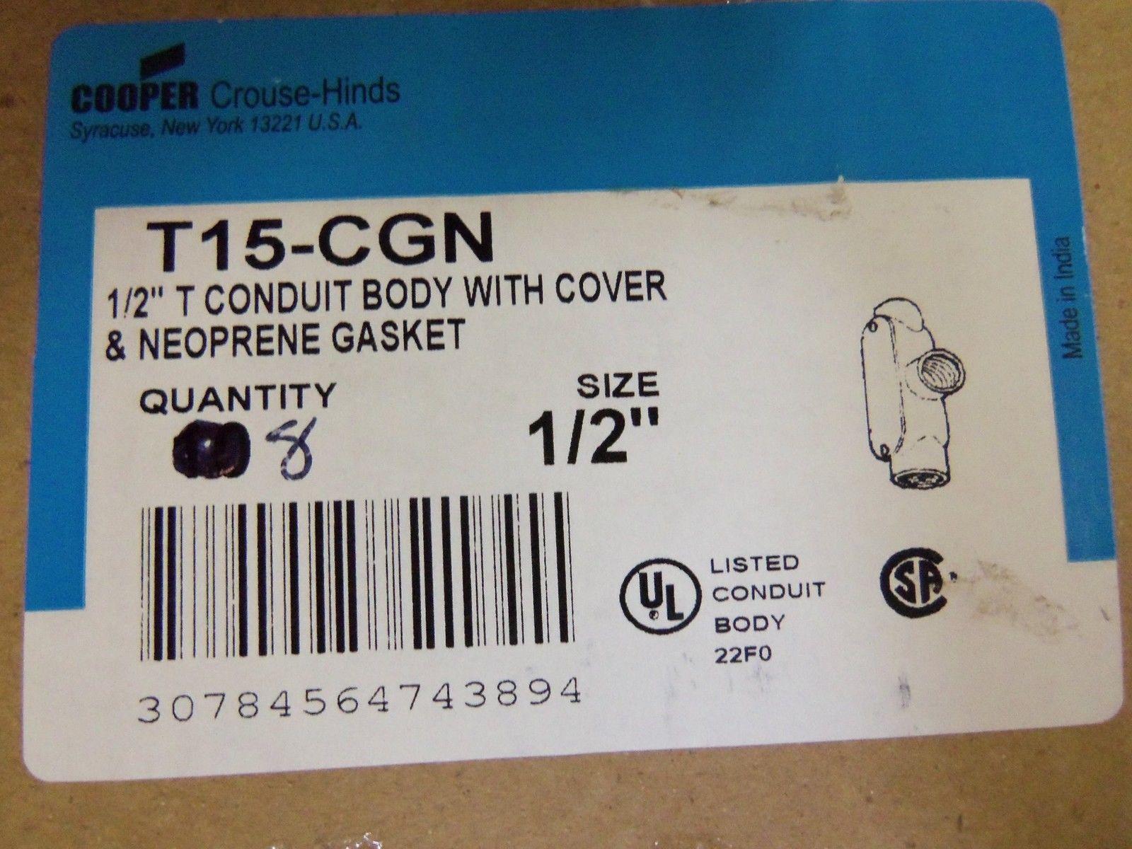 LOT OF 8 CROUSE-HINDS T15-CGN CONDUIT NSMP