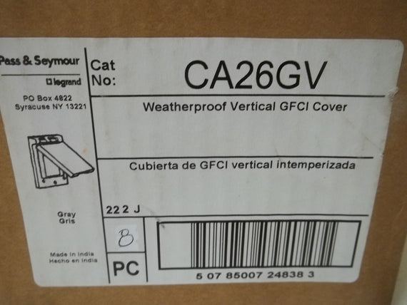 LOT OF 8 PASS & SEYMOUR CA26GV WATERPROOF VERTICAL GFCI COVER NSMP
