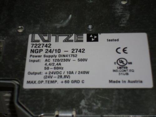 LUTZE 722742 POWER SUPPLY NGP 24/10-2742 NSNP