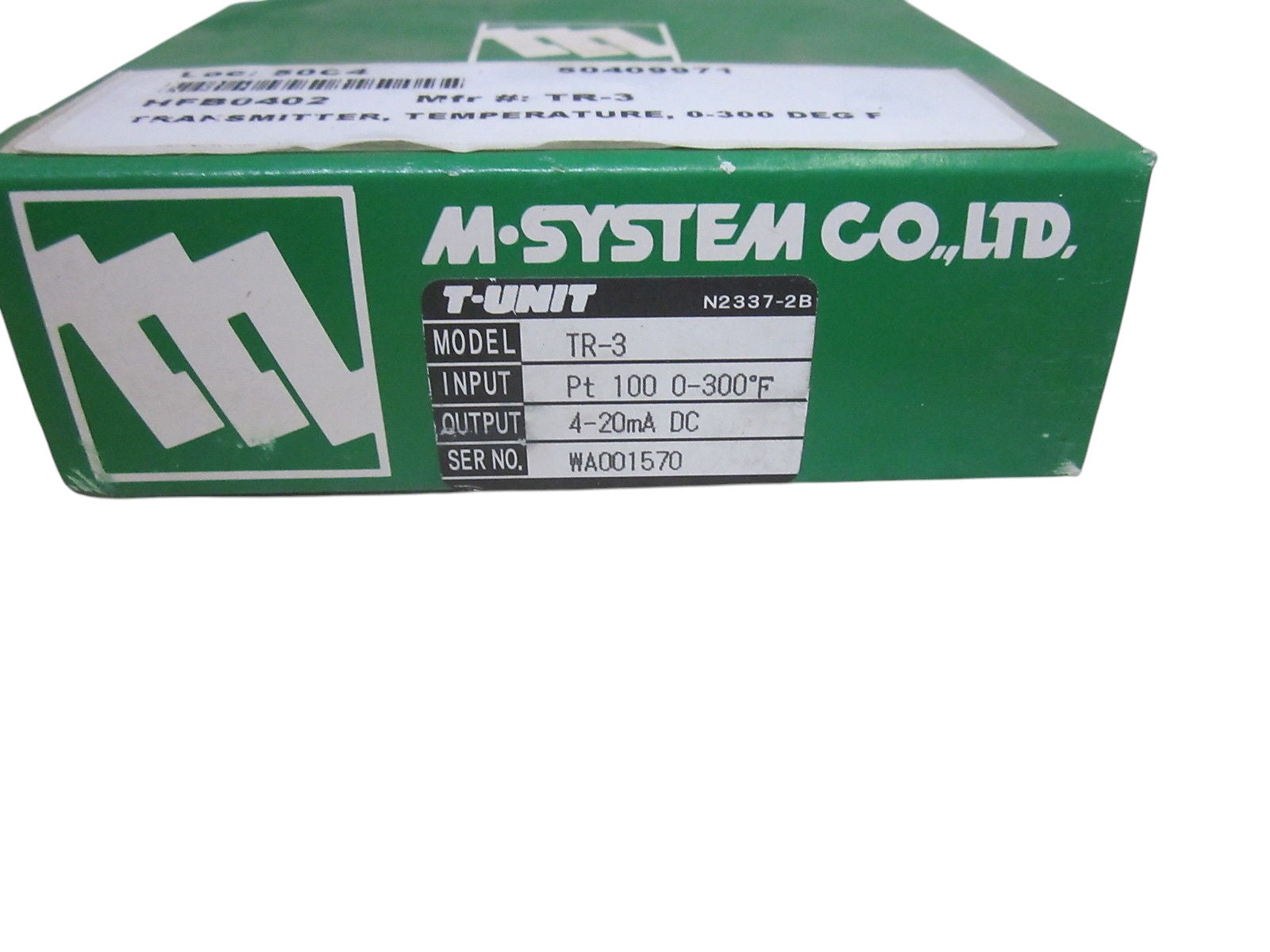 M-SYSTEM CO. LTD. TR-3 TEMPERATURE TRANSMITTER NSMP