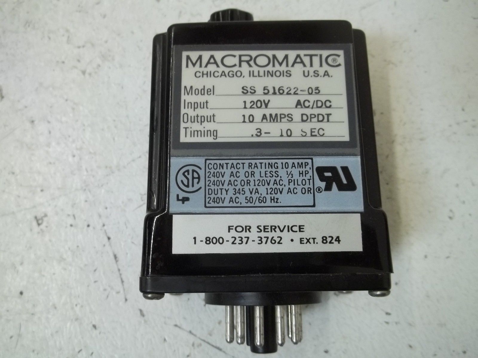 MACROMATIC SS51622-05 RELAY 120V UNMP