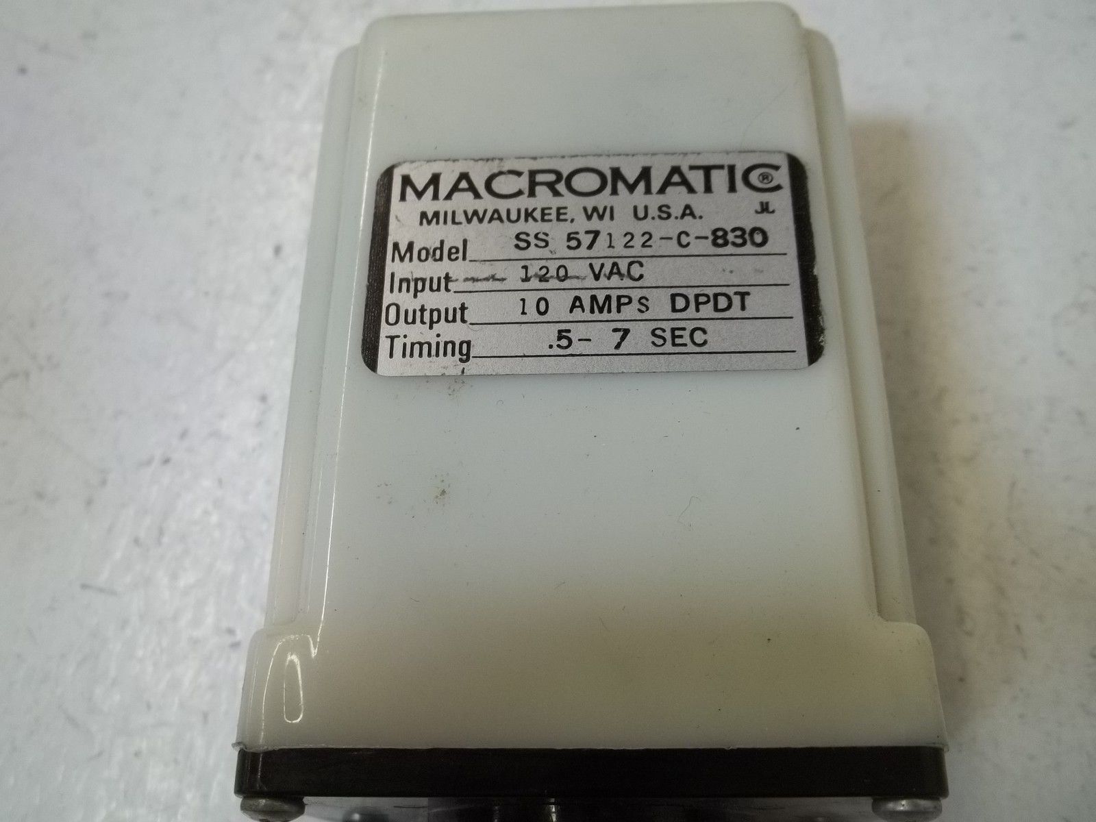 MACROMATIC SS57122-C-830 TIMER 5-7SEC. UNMP