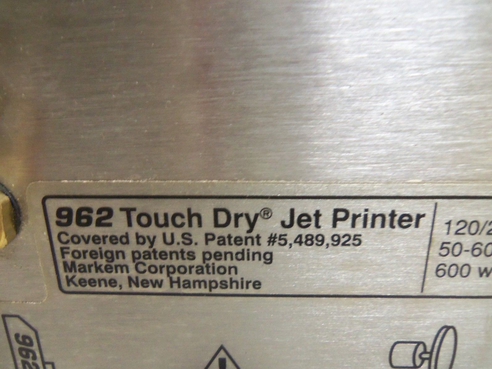 MARKEM 962 PRINTER JET TOUCH DRY UNMP