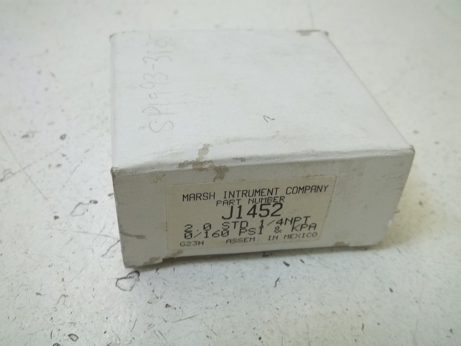 MARSH INTRUMENT COMPANY J1452 1/4" PRESSURE GAUGE 0/160 PSI & KPA *NEW IN BOX*