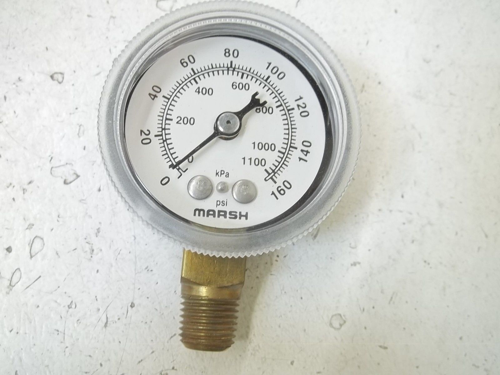 MARSH INTRUMENT COMPANY J1452 1/4" PRESSURE GAUGE 0/160 PSI & KPA *NEW IN BOX*