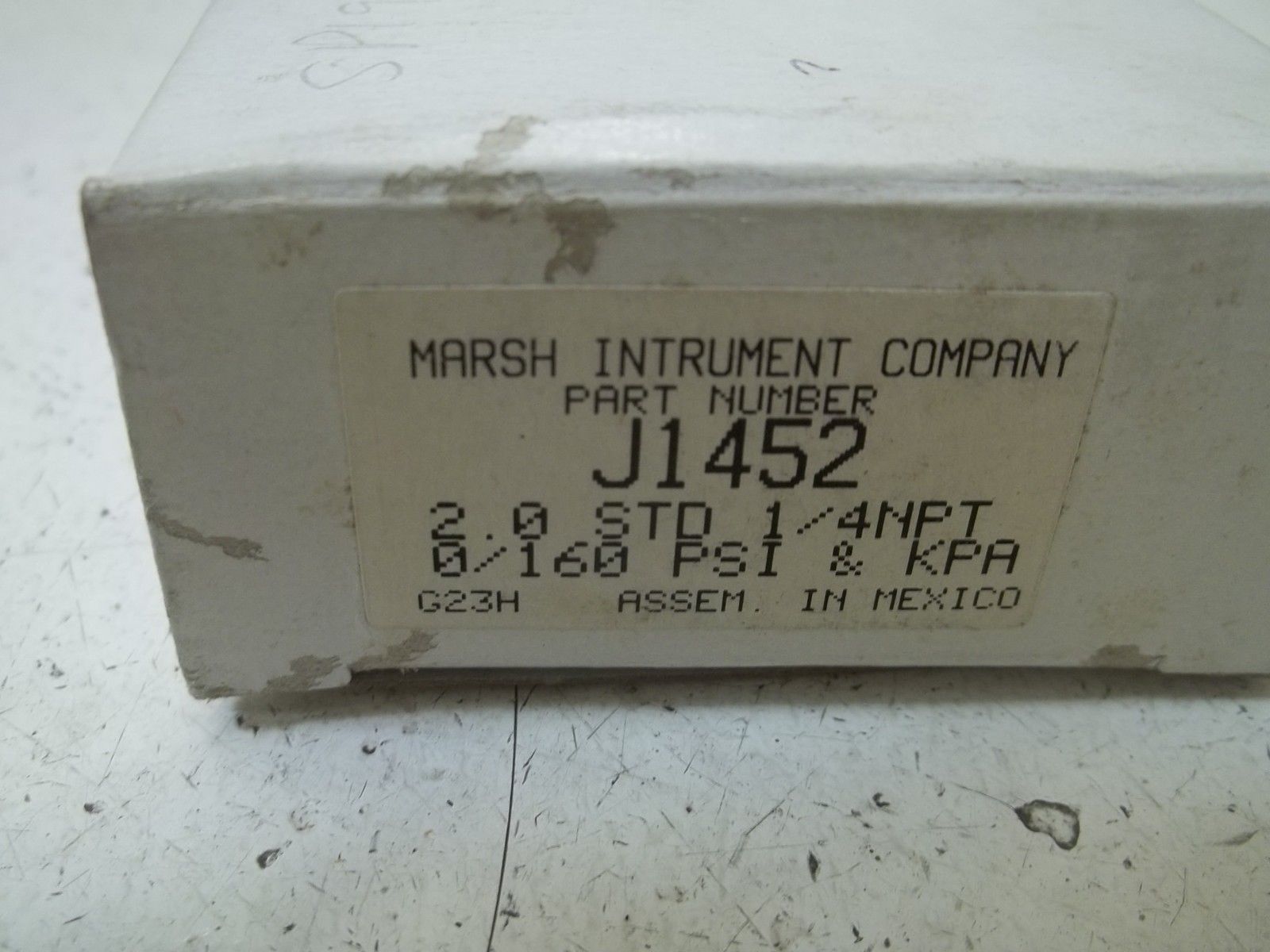 MARSH INTRUMENT COMPANY J1452 1/4" PRESSURE GAUGE 0/160 PSI & KPA *NEW IN BOX*