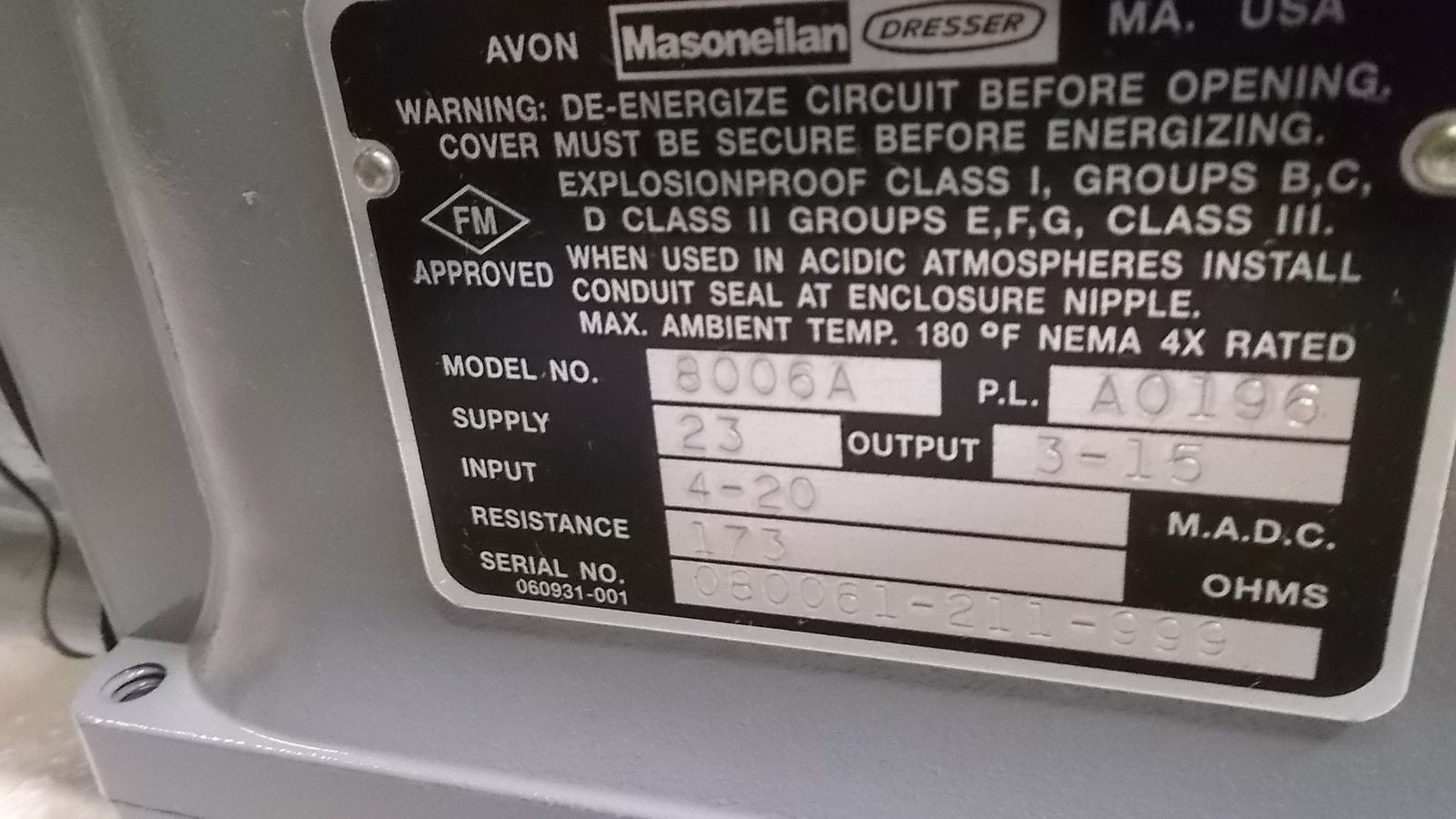 MASONELLIAN 8006A NSMP