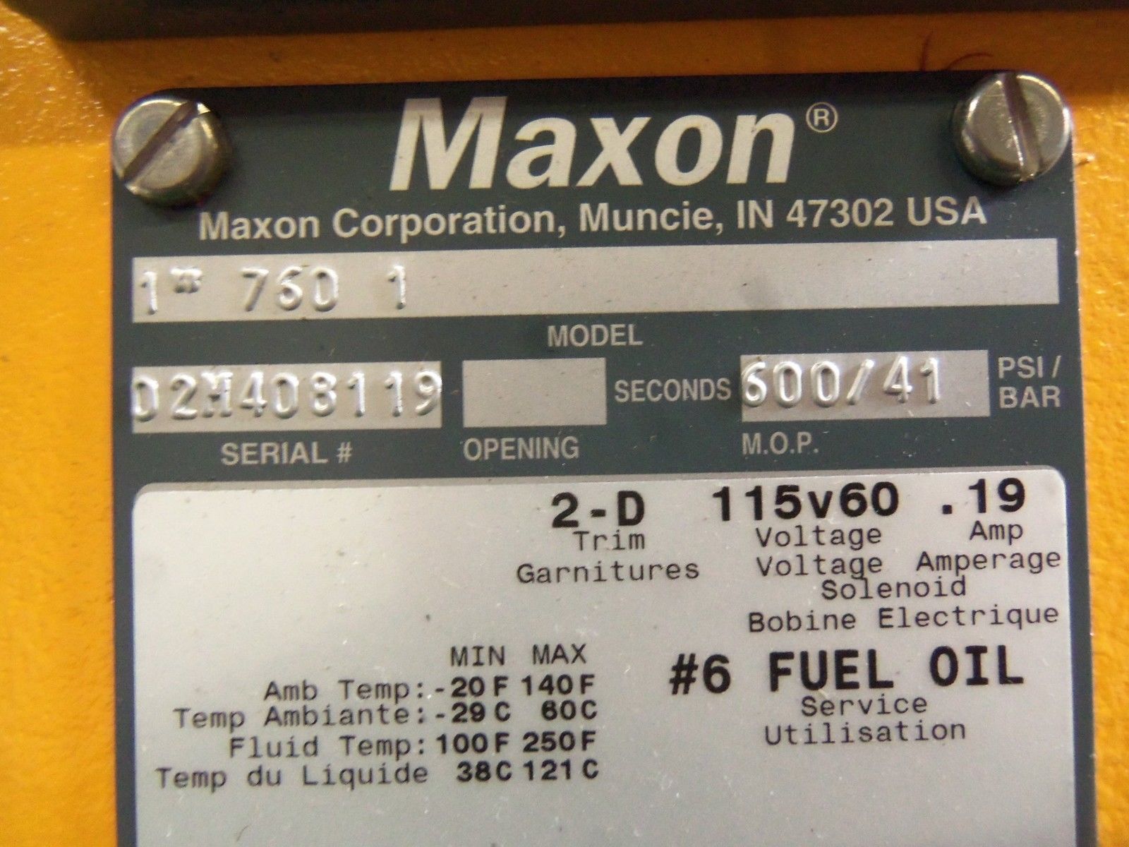 MAXON 760-1 SHUT-OFF VALVE 1" NSNP