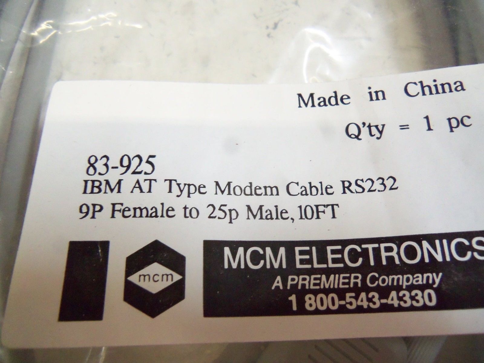 MCM ELECTRONICS 83-925 MODEM CABLE RS232 NSMP