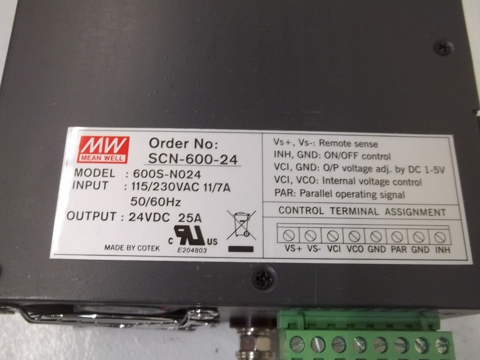 MEAN WELL SCN-600-24 600S-N024 POWER SUPPLY NSMP