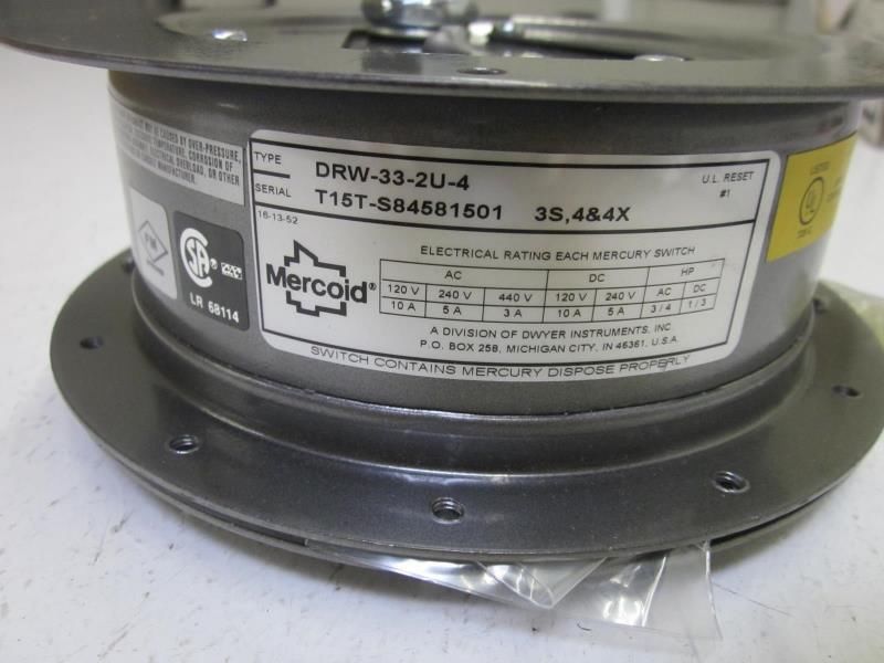 MERCOID DRW-33-2U-4 PRESSURE SWITCH UNMP