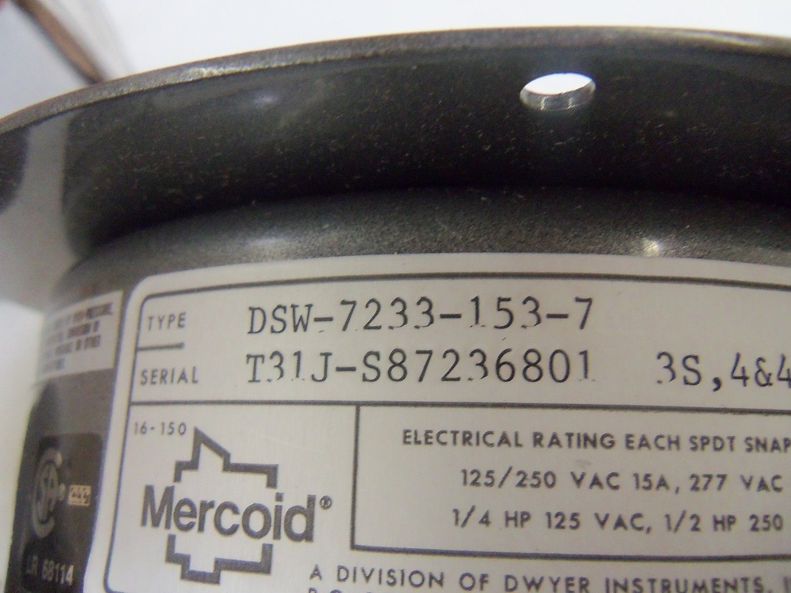 MERCOID DSW-7233-153-7 PRESSURE SWITCH NSMP