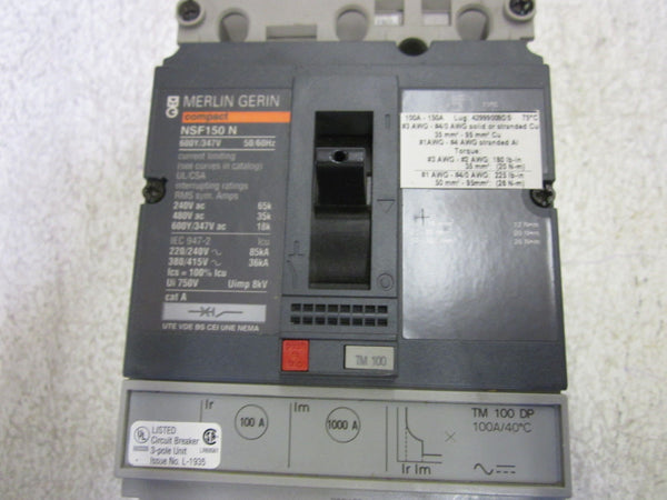 MERLIN GERIN NSF150 N 600Y/347V CIRCUIT BREAKER NSNP