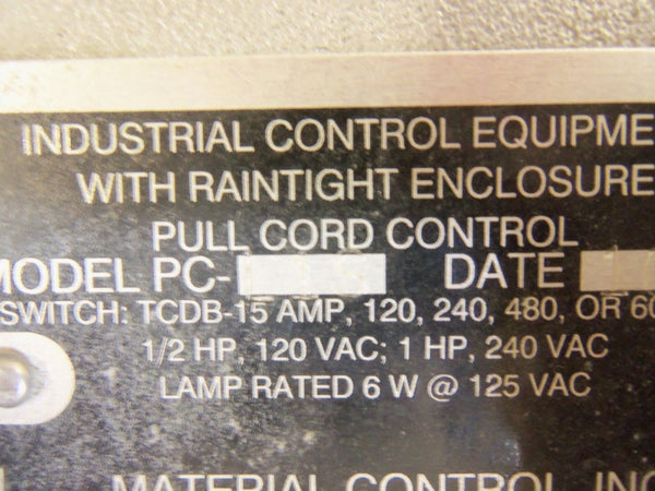 METERIAL CONTROL PC-L1S MICRO SAFETY SWITCH UNMP