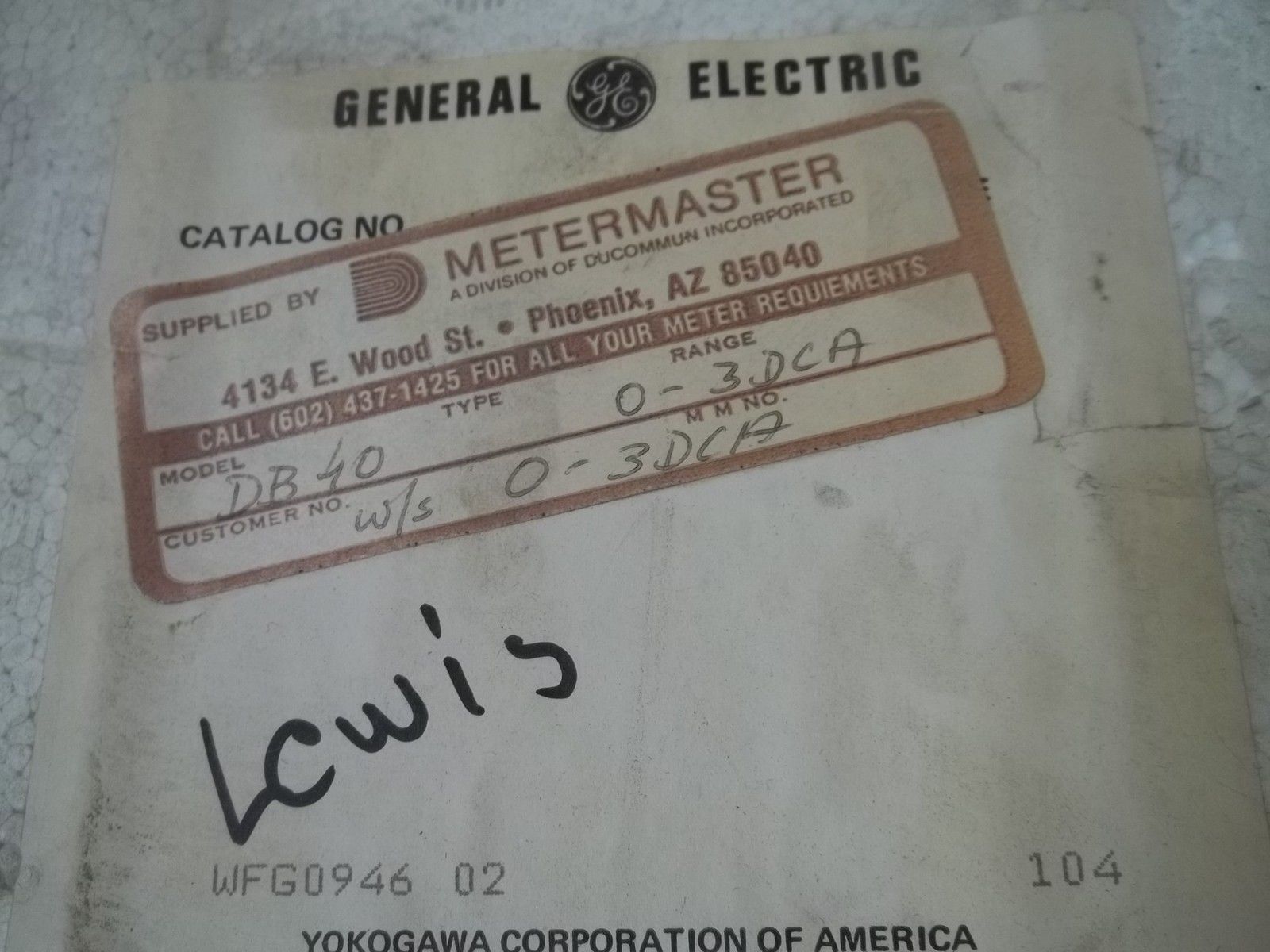METER MASTER  DB40 PANEL METER 0-3 NSMP