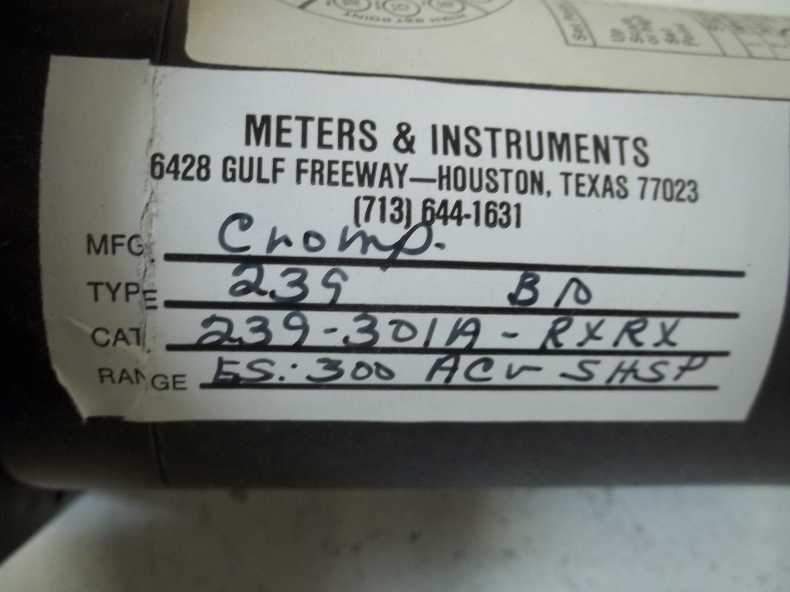 METERS & INSTRUMENTS 239-301A-RXRX A.C VOLTS 0-300 UNMP