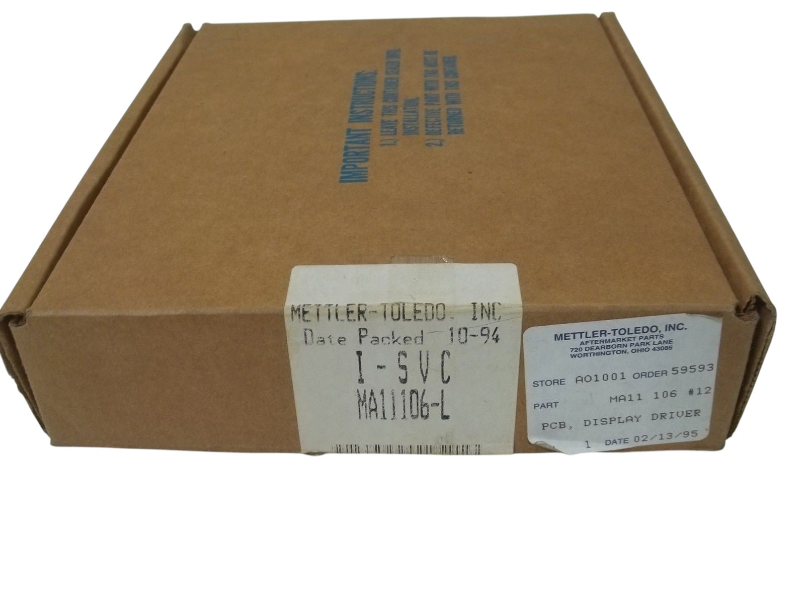 METTLER TOLEDO MA11106-L PCB, DISPLAY DRIVER UNMP