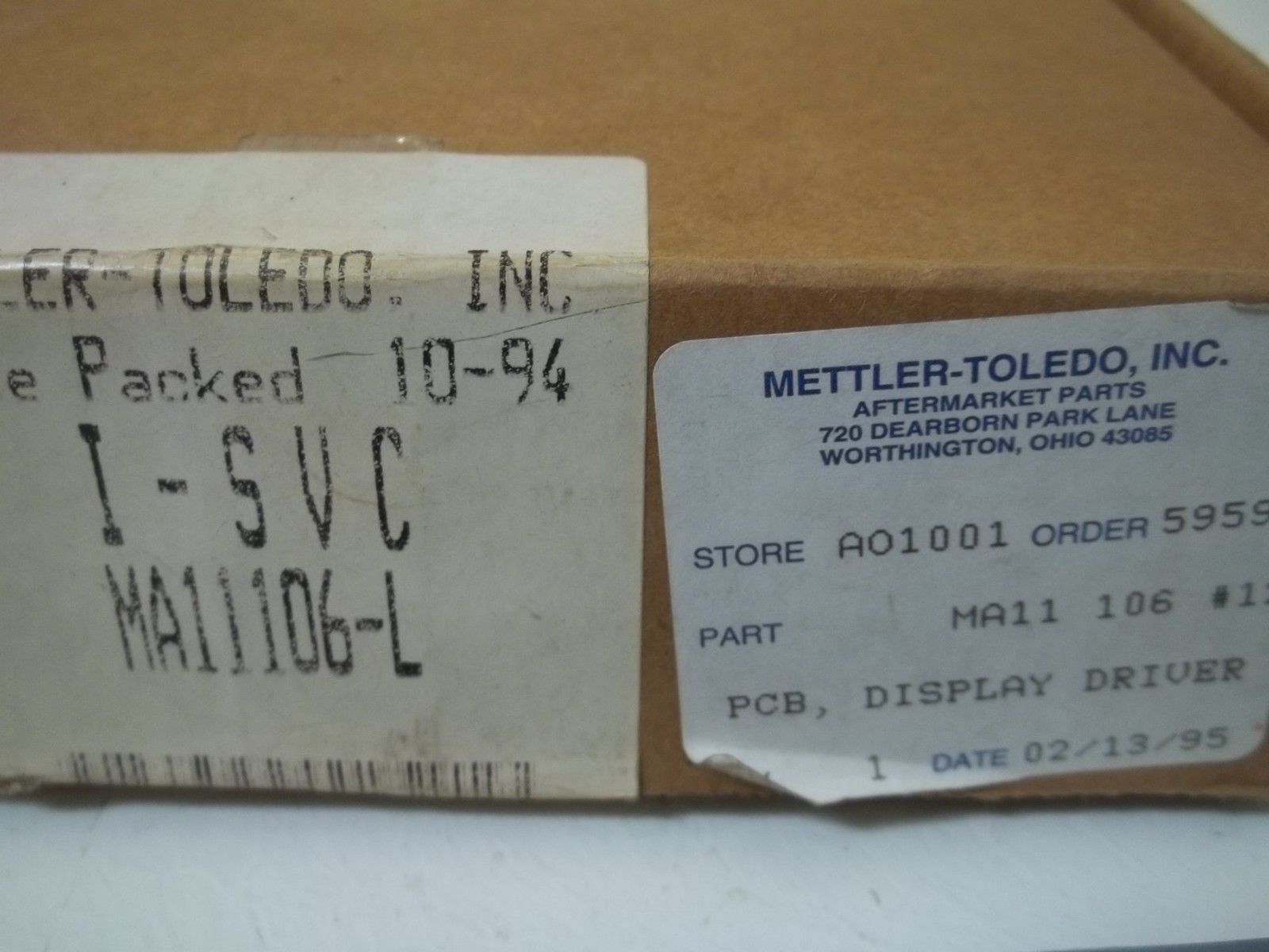 METTLER TOLEDO MA11106-L PCB, DISPLAY DRIVER UNMP