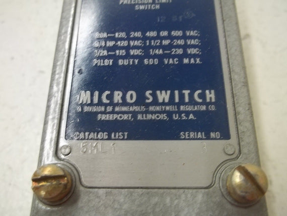 MICRO SWITCH 5ML1 PRECISION LIMIT SWITCH (GREY) *USED*