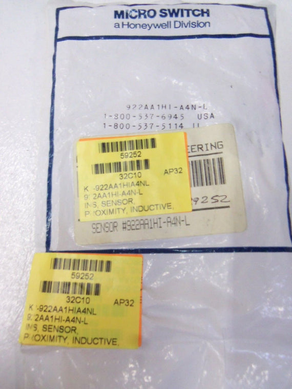 MICRO SWITCH 922AA1HI-A4N-L *NEW IN FACTORY BAG*