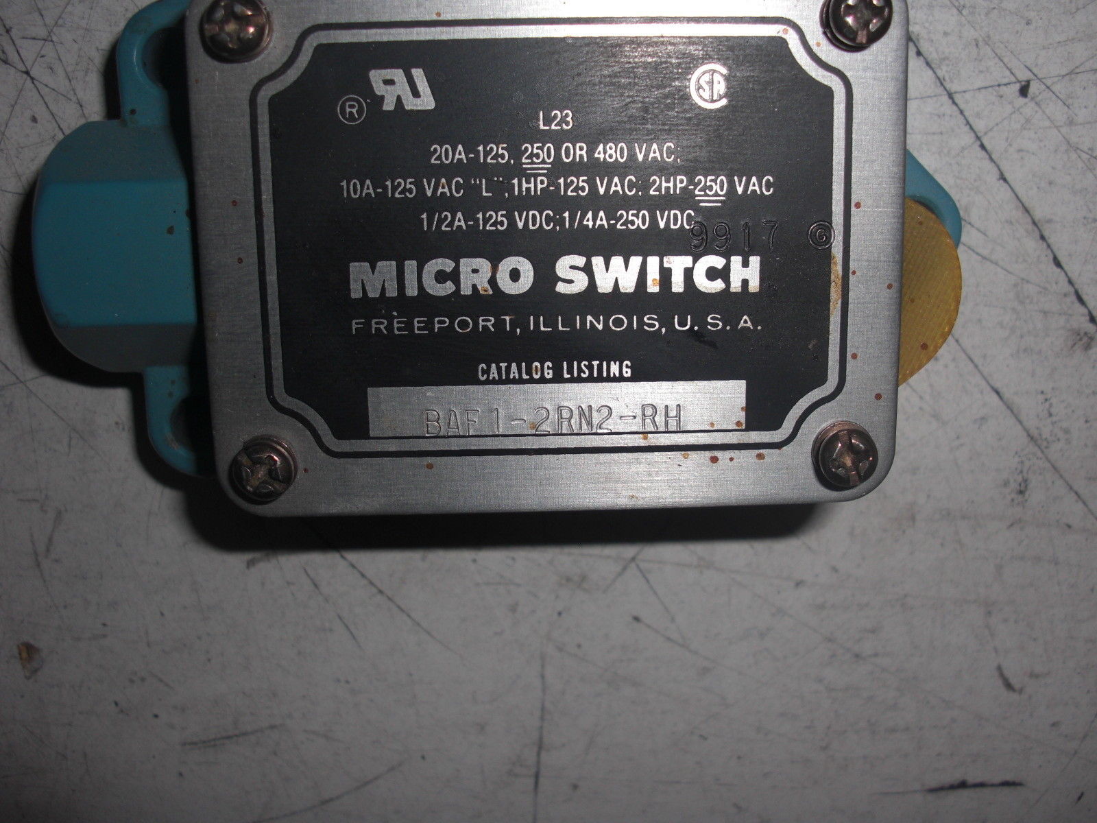 MICROSWITCH BAF1-2RN2-RH LIMIT SWITCH UNMP