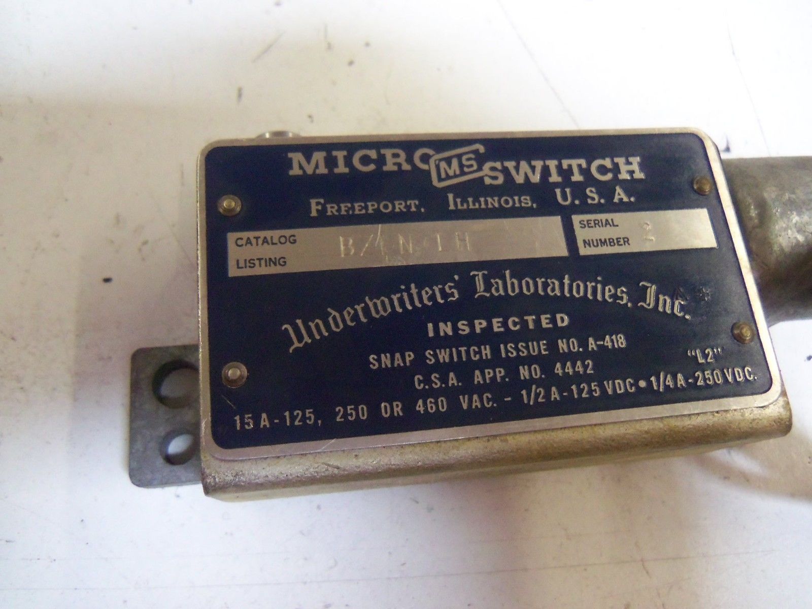 MICROSWITCH BZLN-LH UNMP