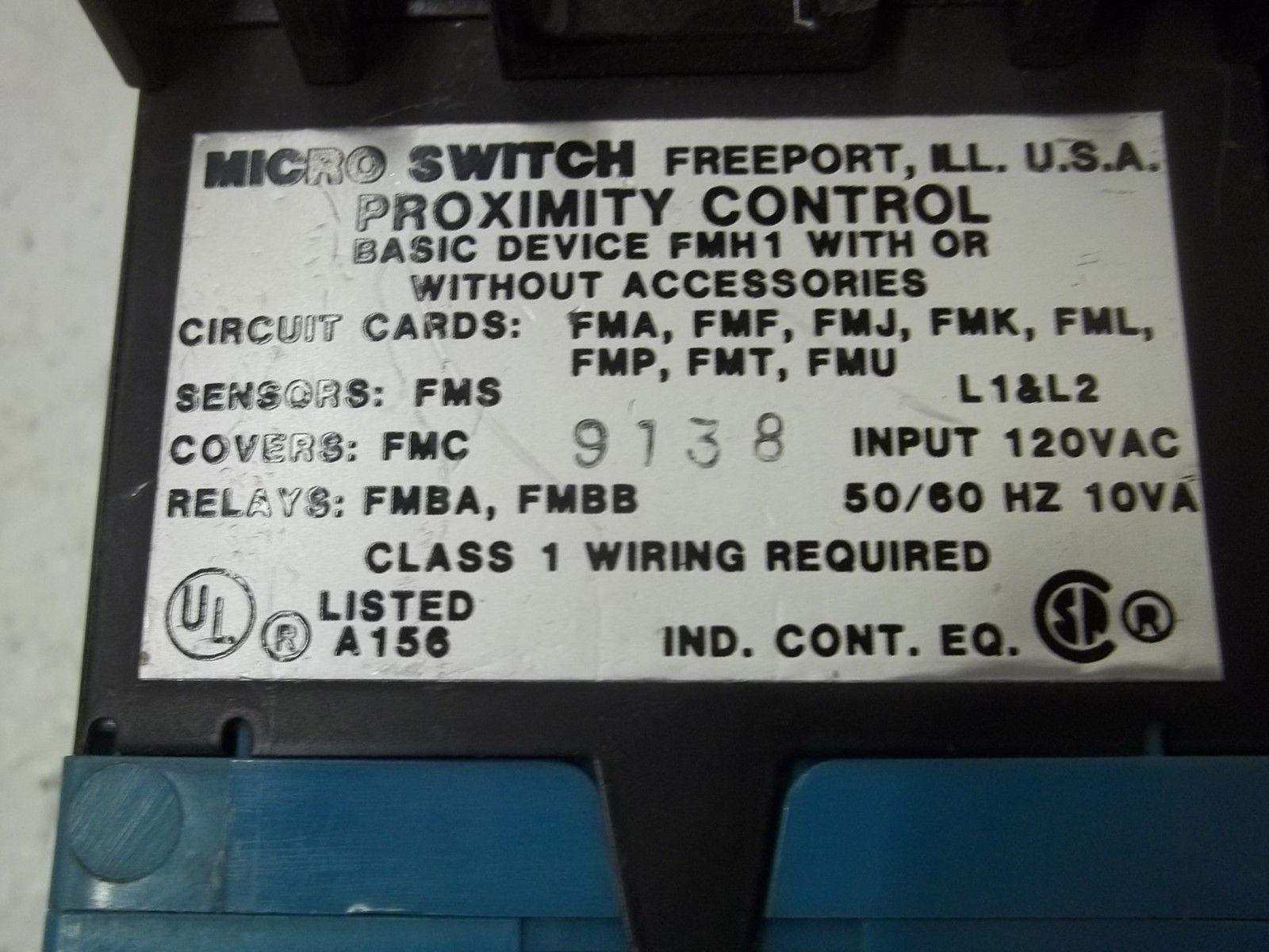 MICRO SWITCH FMF112T2.VA PROXIMITY CONTROL AMPLIFIER UNMP