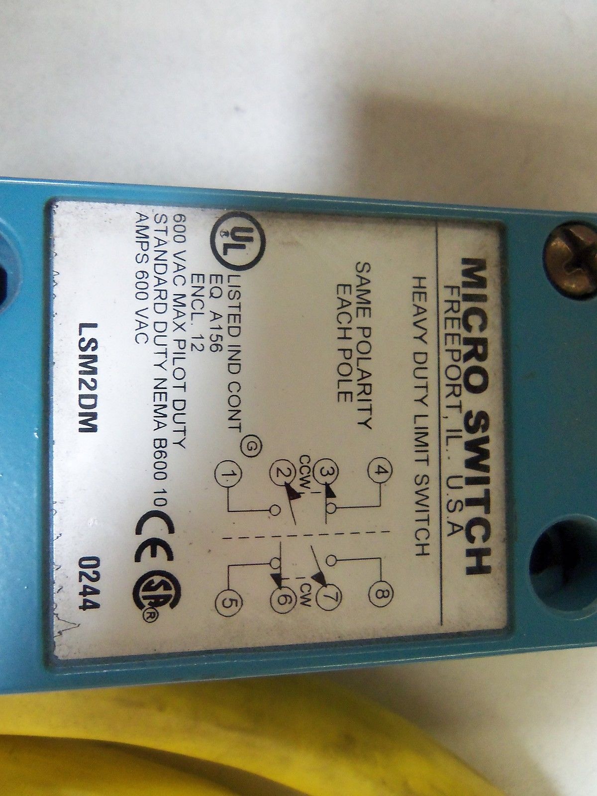 MICRO SWITCH LSM2DM LIMIT SWITCH (AS PICTURED) UNMP