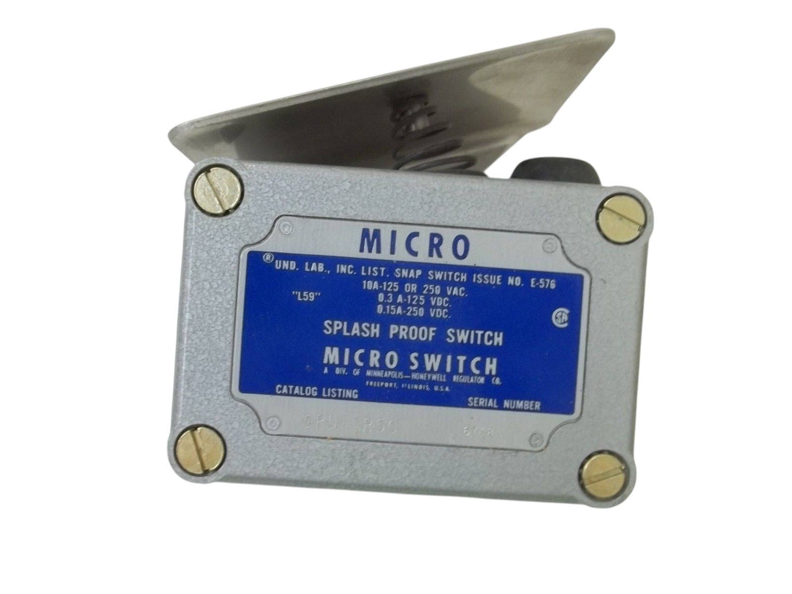 MICRO SWITCH OPD-AR50 SPLASH PROOF SWITCH (GREY) NSNP