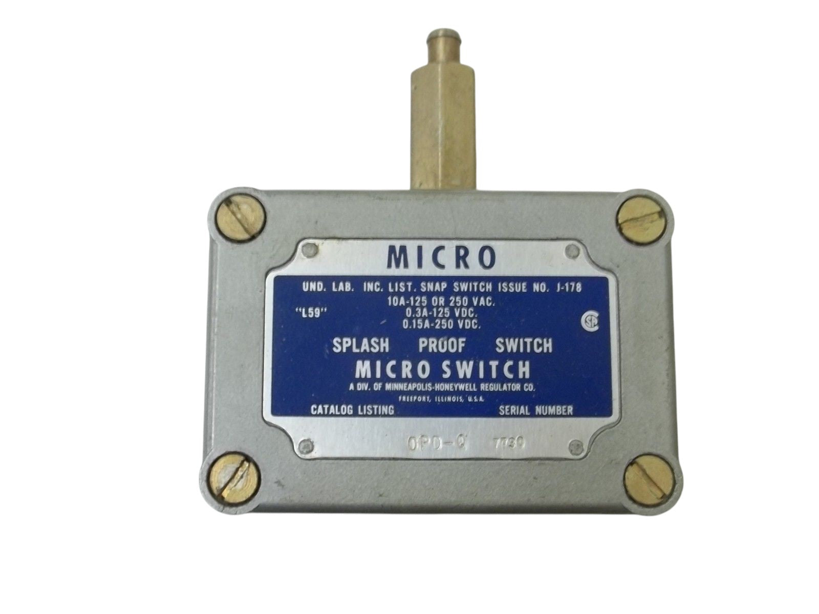 MICROSWITCH OPD-Q SPLASH PROOF LIMIT SWITCH UNMP
