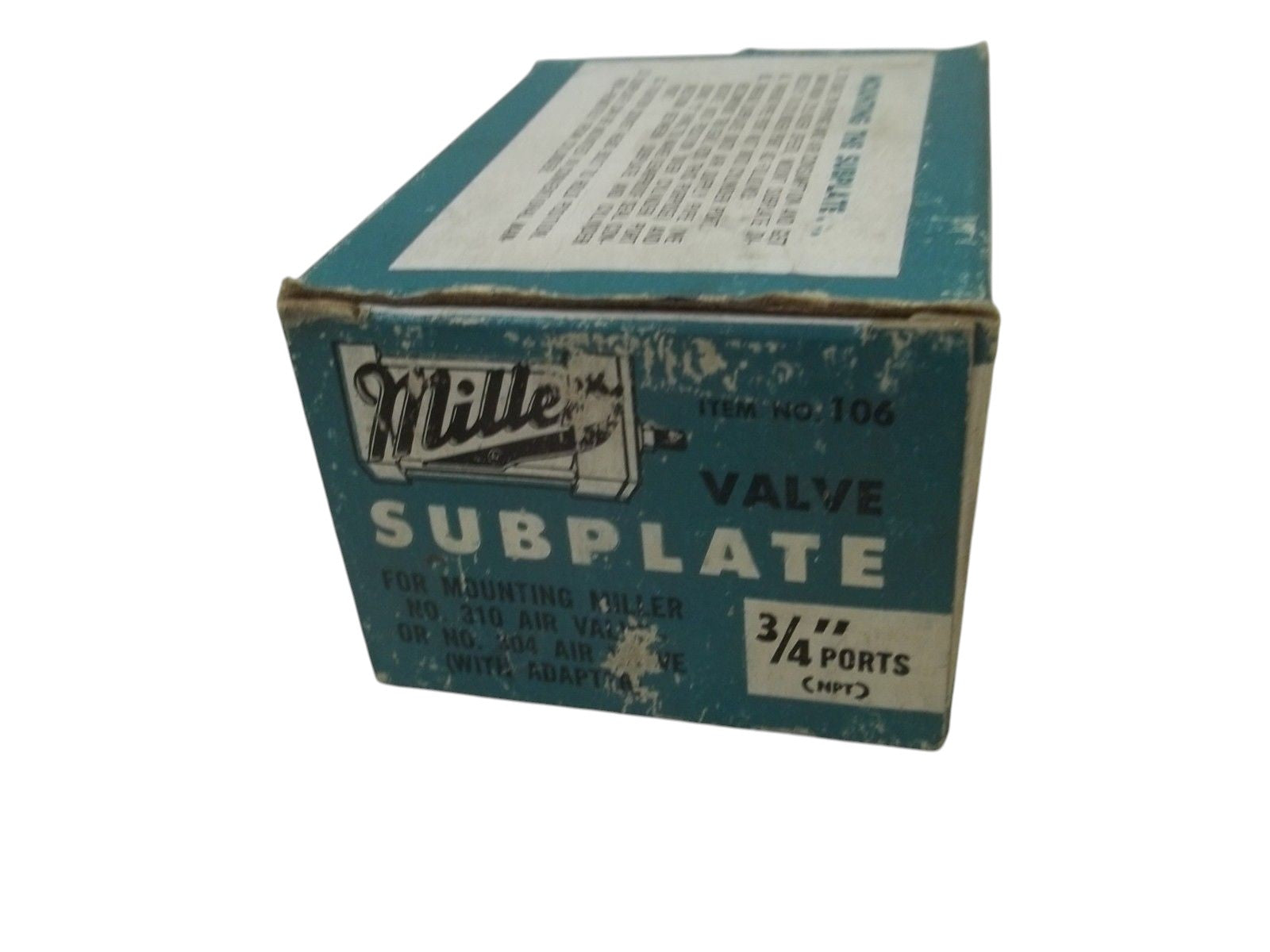 MILLER 106 3/4" NPT VALVE SUBPLATE NSMP