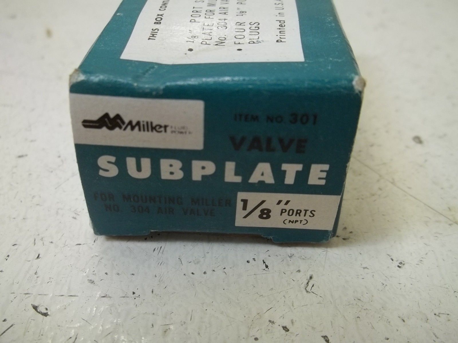 MILLER 301 1/8" VALVE SUBPLATE NSMP
