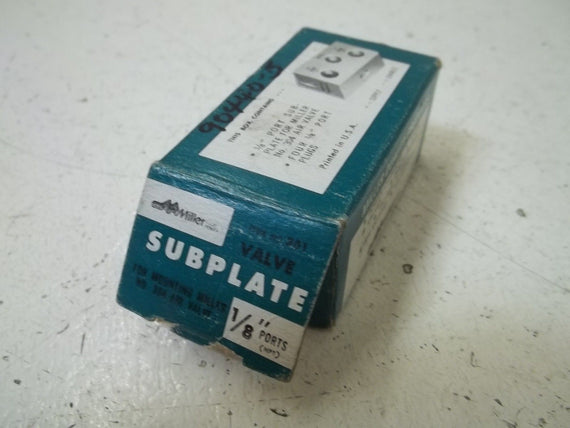 MILLER 301 1/8" VALVE SUBPLATE (AS PICTURED)*NEW IN BOX*