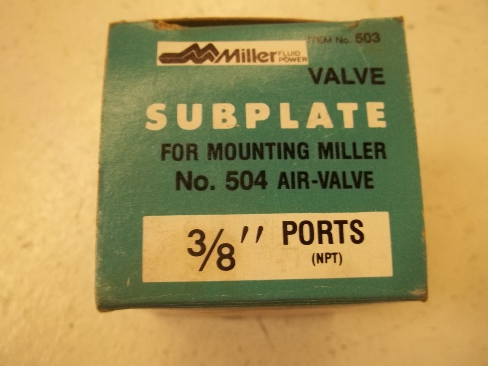 MILLER 503 3/8" VALVE SUBPLATE NSMP
