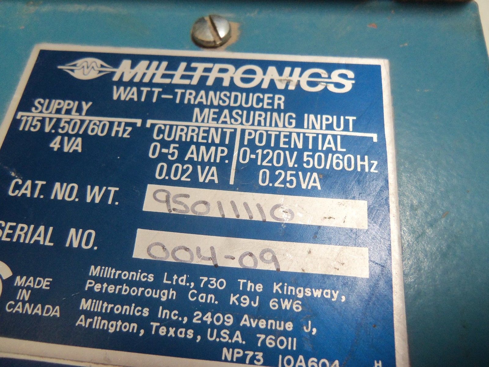 MILLTRONICS 95011110 UNMP