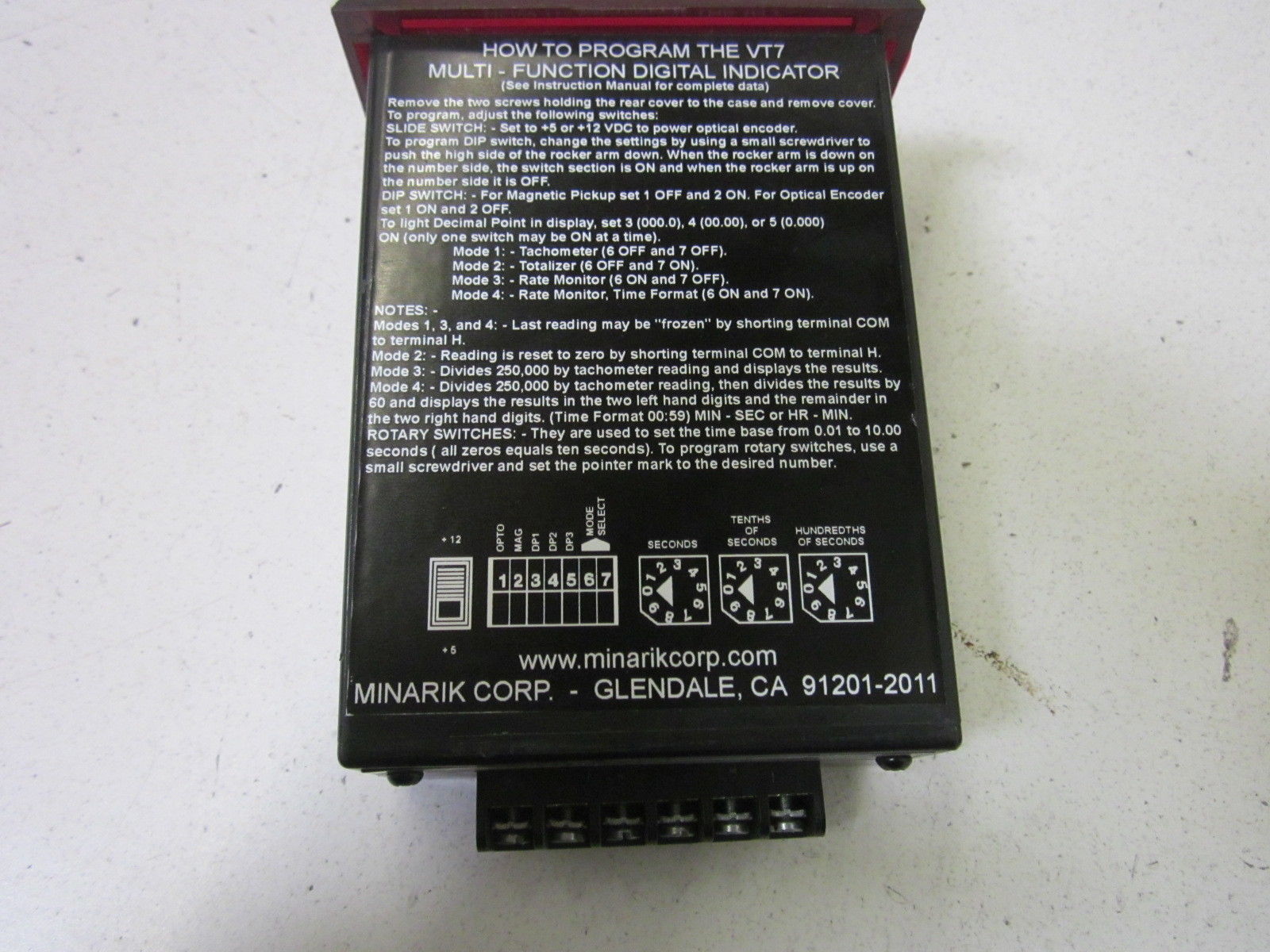 MINARIK VT7-115 INPUT 115V UNMP