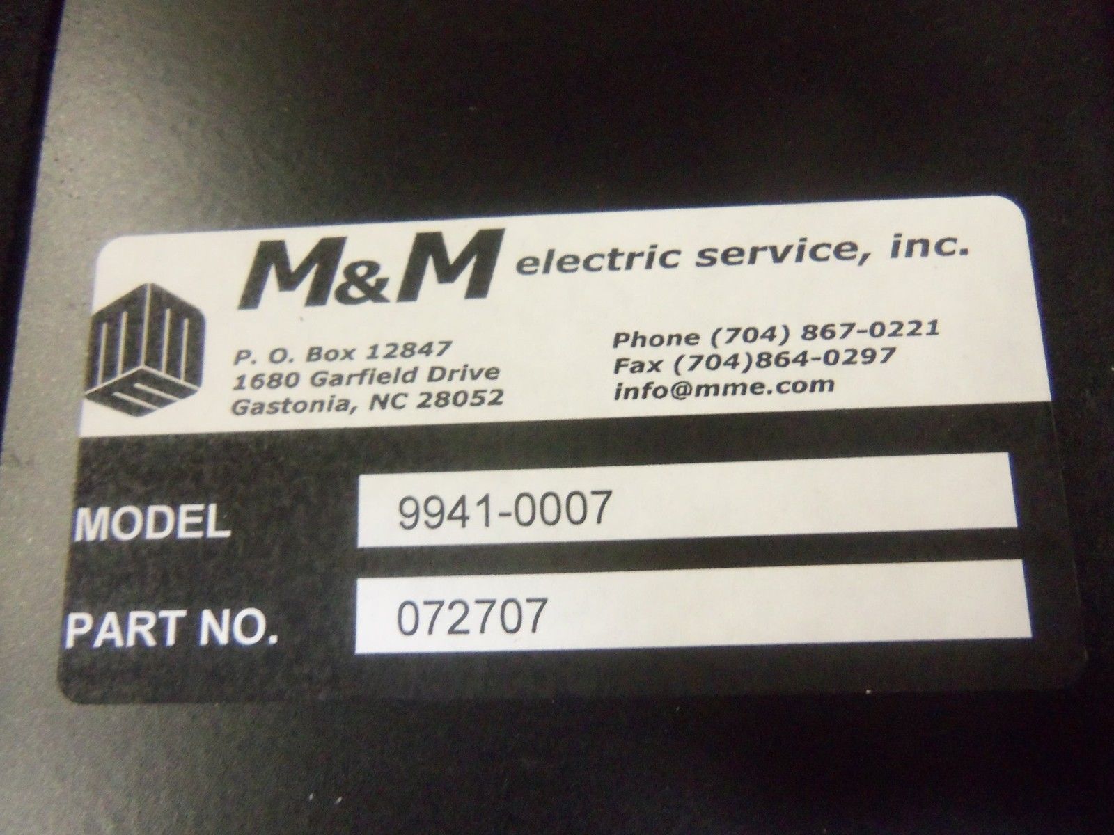 M&M ELECTRIC 9941-0007 ENCLOSURE ASSEMBLY UNMP