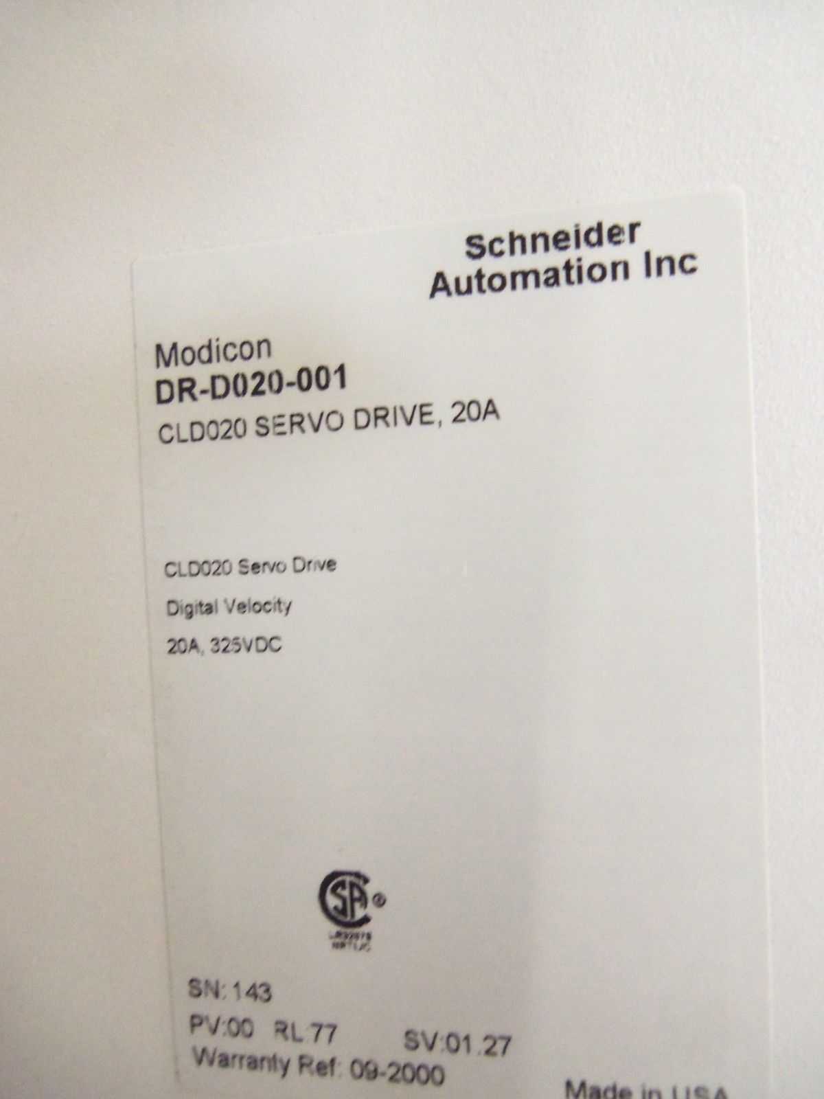 MODICON DR-D020-001 UNMP