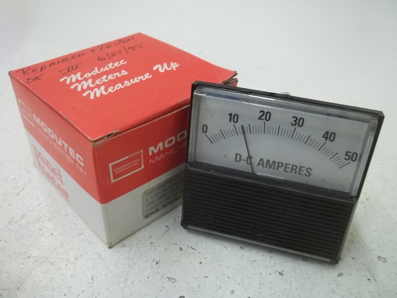 MODUTEC CLE8-A3D500L-U METER PANEL 0-50 3-1/2" DC AMPERES UNMP