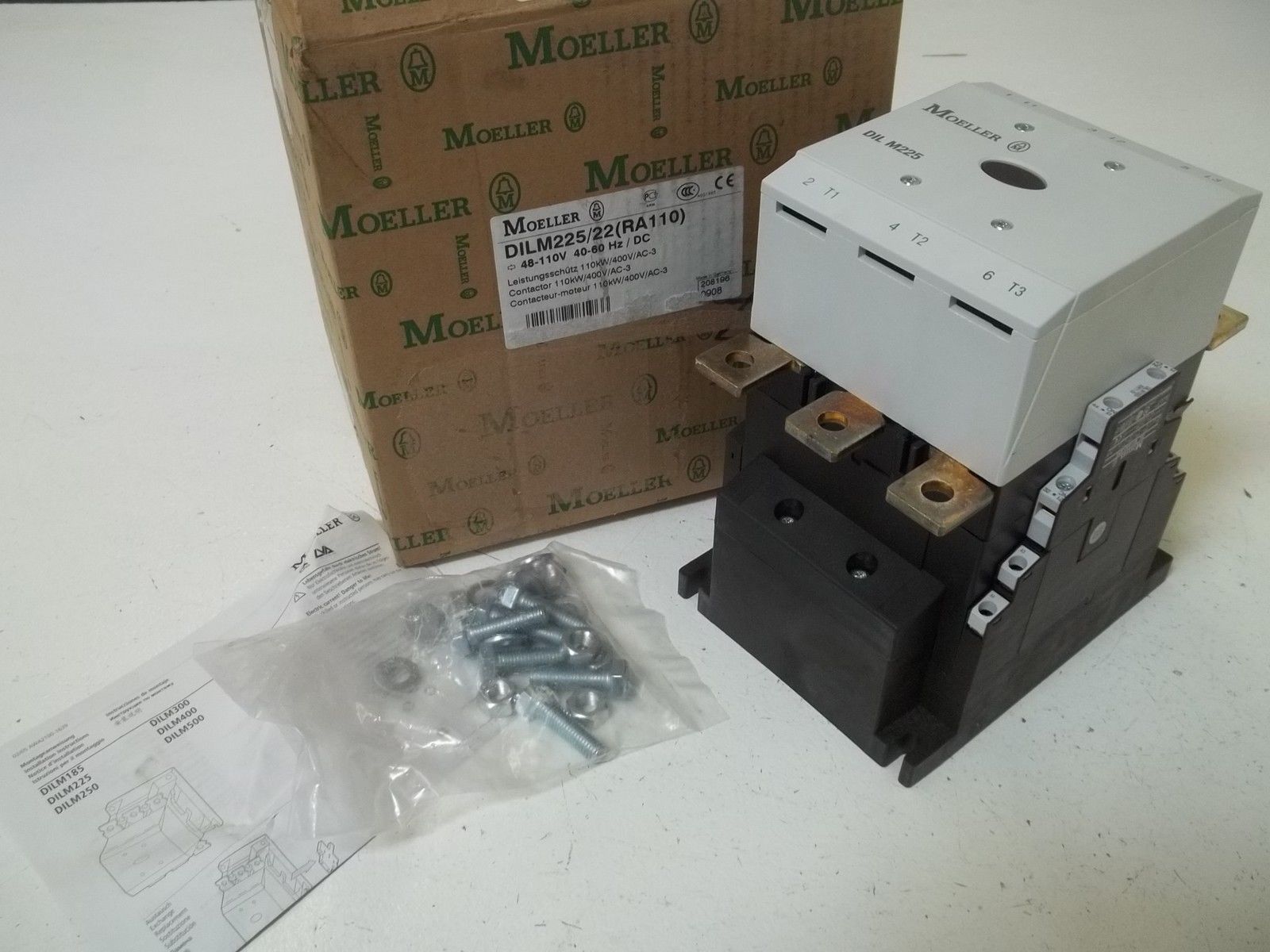 MOELLER DILM225/22 (RA110) CONTACTOR 110KW/400V/AC-3 NSMP