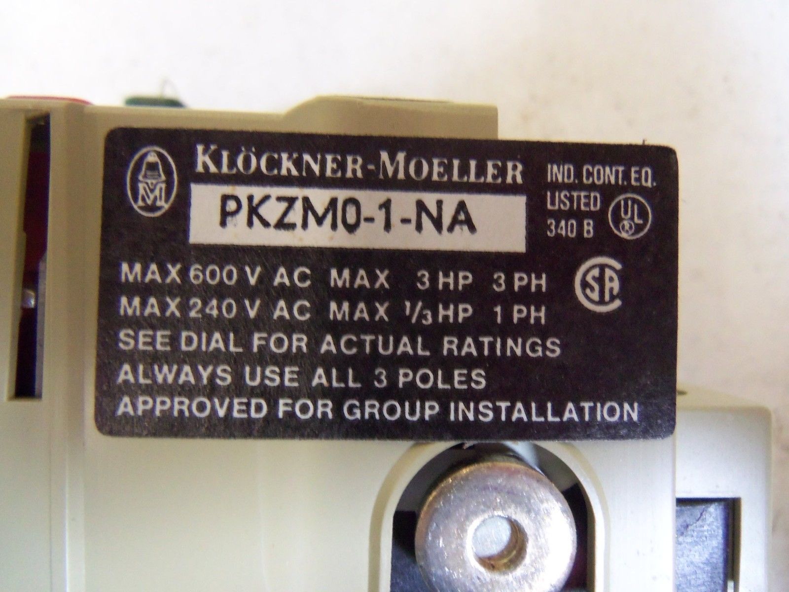 MOELLER MANUAL MOTOR STARTER PKZM-01-NA NSMP