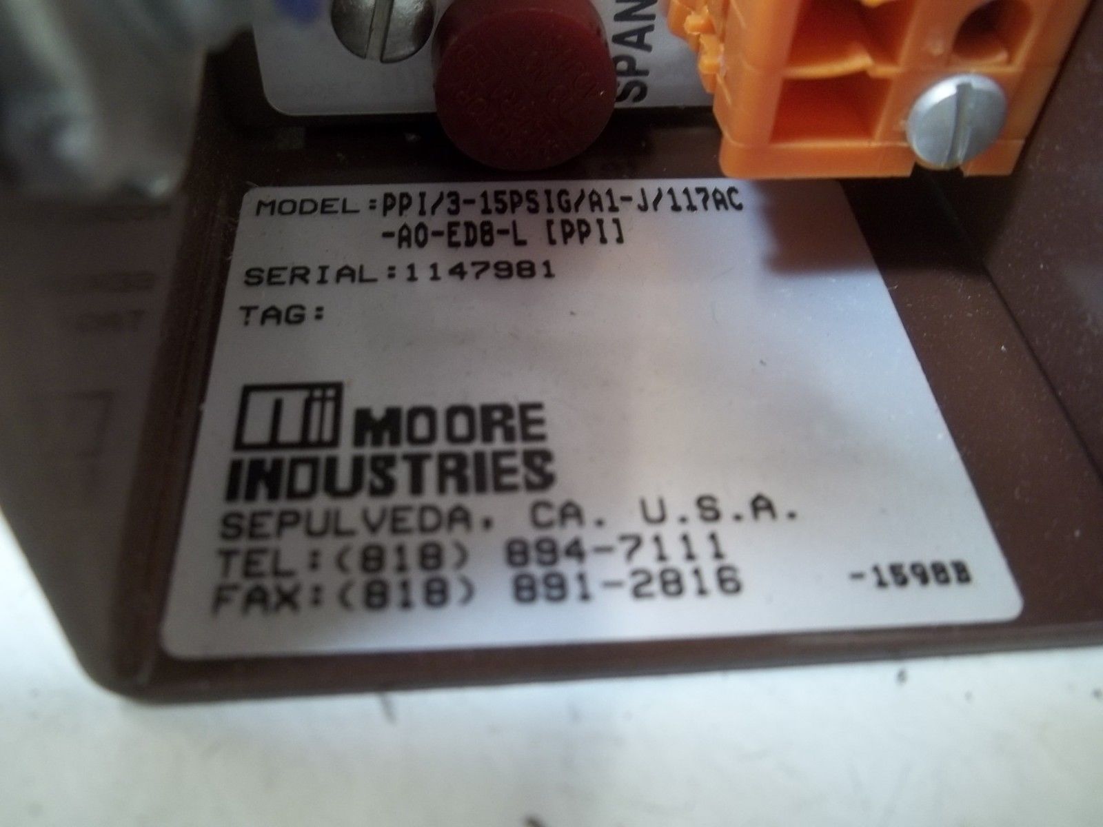 MOORE PPI/3-15PSIG/A1-J/117AC-A0-ED8-L UNMP
