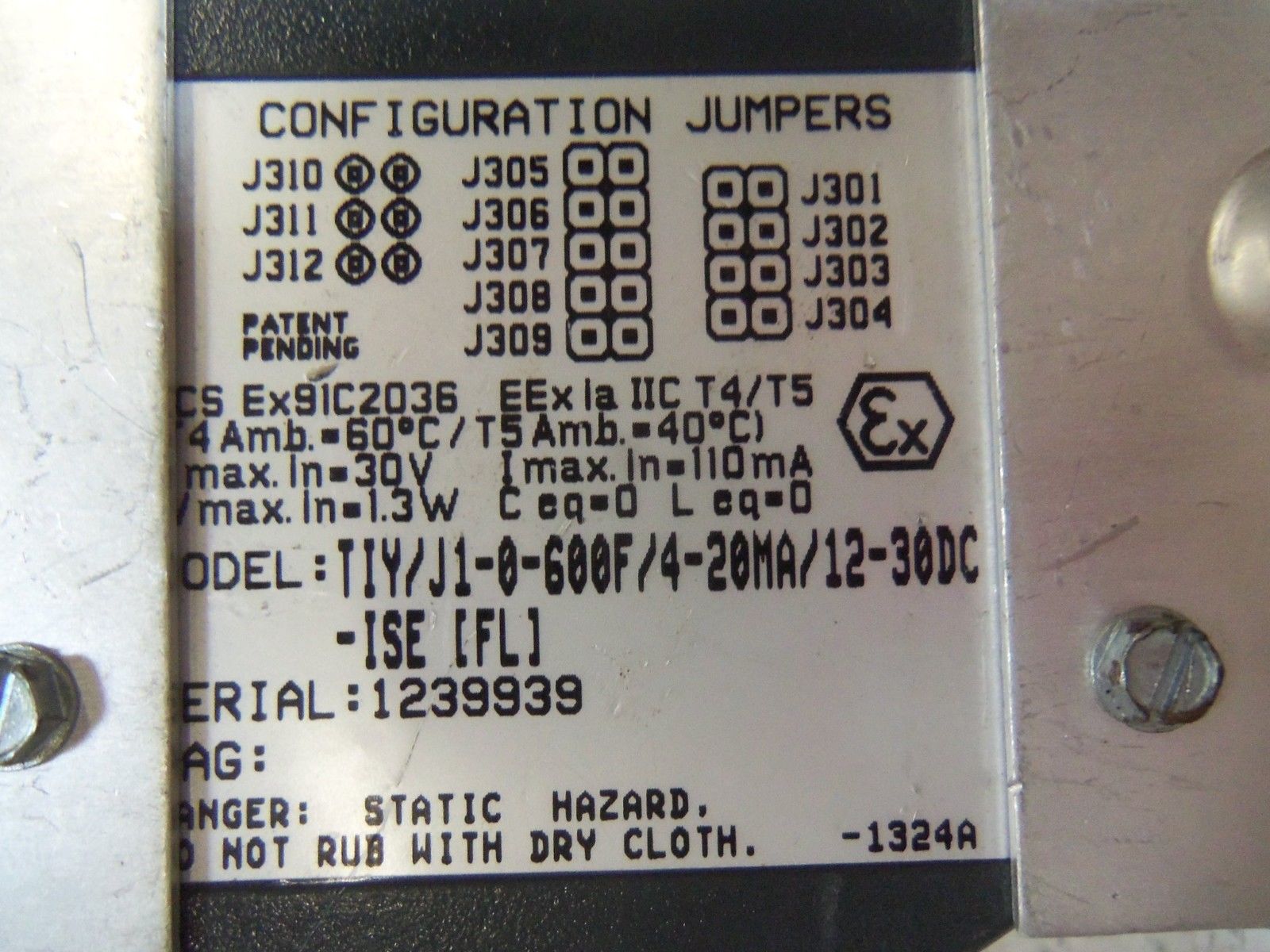 MOORE TIY/J1-0-600F/4-20MA/12-30DC-ISE [FL] TRANSMITTER UNMP