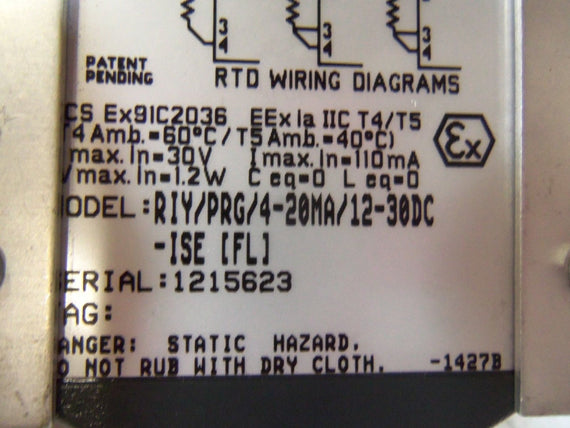 MOORE RIY/PRG/4-20MA/12-30DC-ISE  [FL] TRANSMITTER *USED*
